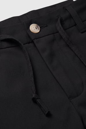 DeepSEA Erkek Siyah Slim Fit İpli Kumaş Pantolon Dar Kesim Esnek Smart Casual 2601100
