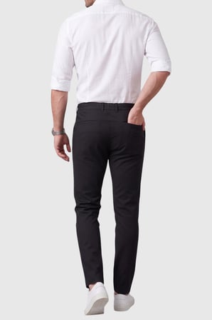DeepSEA Erkek Siyah Slim Fit İpli Kumaş Pantolon Dar Kesim Esnek Smart Casual 2601100