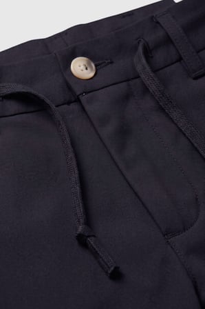 DeepSEA Erkek Koyu Lacivert Slim Fit İpli Kumaş Pantolon Dar Kesim Esnek Smart Casual 2601100