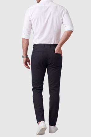 DeepSEA Erkek Koyu Lacivert Slim Fit İpli Kumaş Pantolon Dar Kesim Esnek Smart Casual 2601100
