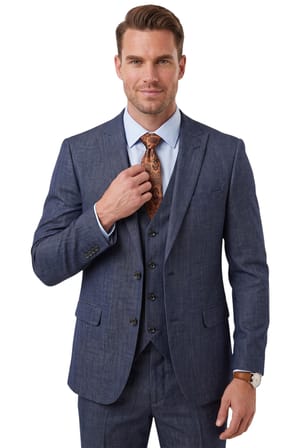 DeepSEA Koyu Lacivert 3 Parça Slim Fit Yelekli Erkek Takım Elbise – Çift Yırtmaçlı Modern Kesim 2601631