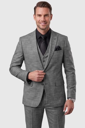 DeepSEA Antrasit 3 Parça Slim Fit Yelekli Erkek Takım Elbise – Çift Yırtmaçlı Modern Kesim 2601631
