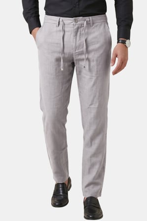 DeepSEA Taş Slim Fit Likralı Keten Dokulu Lastikli Belli İpli Yazlık Erkek Pantolon 2603001