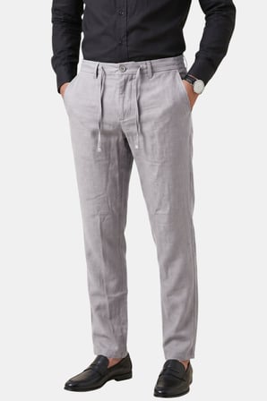 DeepSEA Taş Slim Fit Likralı Keten Dokulu Lastikli Belli İpli Yazlık Erkek Pantolon 2603001