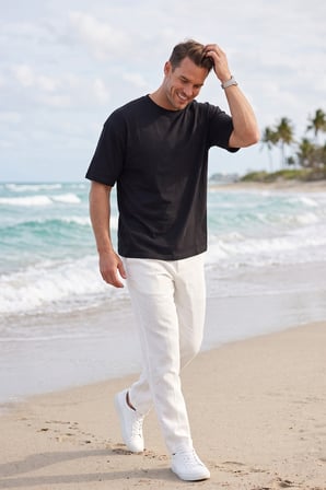 DeepSEA Erkek %100 Pamuk Oversize Geniş Kesim Bisiklet Yaka Basic Siyah Tişört 2604362