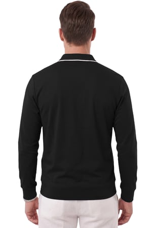 DeepSEA Erkek Slim Fit Tüylenmeyen Fermuarlı Polo Yaka Siyah Sweatshirt – Yumuşak Dokulu Sweat 2708517
