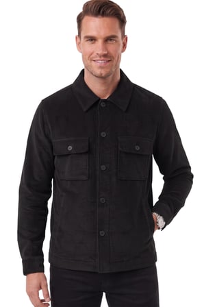 DeepSEA Erkek Slim Fit Fitilli Kadife Siyah Ceket – %100 Pamuk Düğmeli Cepli Astarsız 2701104