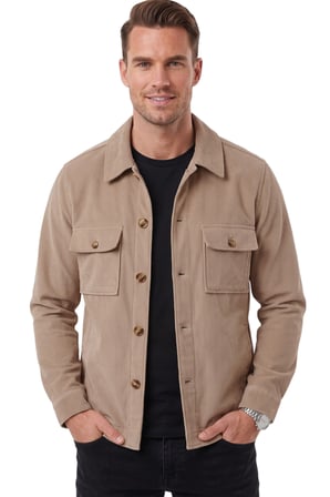 DeepSEA Erkek Slim Fit Fitilli Kadife Vizon Ceket – %100 Pamuk Düğmeli Cepli Astarsız 2701104