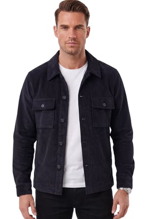 DeepSEA Erkek Slim Fit Fitilli Kadife Lacivert Ceket – %100 Pamuk Düğmeli Cepli Astarsız 2701104