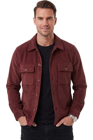 DeepSEA Erkek Slim Fit Fitilli Kadife Bordo Ceket – %100 Pamuk Düğmeli Cepli Astarsız 2701104