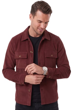 DeepSEA Erkek Slim Fit Fitilli Kadife Bordo Ceket – %100 Pamuk Düğmeli Cepli Astarsız 2701104