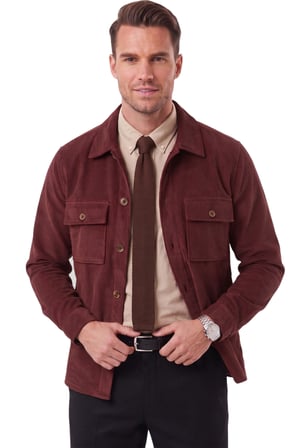 DeepSEA Erkek Slim Fit Fitilli Kadife Bordo Ceket – %100 Pamuk Düğmeli Cepli Astarsız 2701104