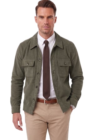 DeepSEA Erkek Slim Fit Fitilli Kadife Haki Ceket – %100 Pamuk Düğmeli Cepli Astarsız 2701104