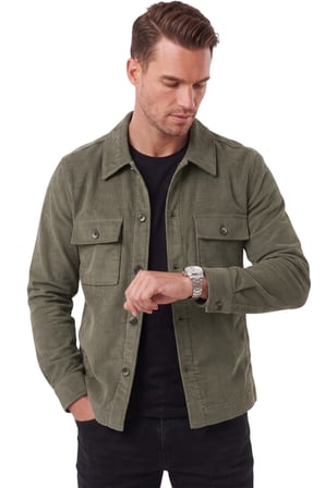 DeepSEA Erkek Slim Fit Fitilli Kadife Haki Ceket – %100 Pamuk Düğmeli Cepli Astarsız 2701104