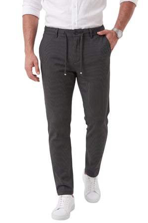 DeepSEA Erkek Slim Fit Çizgili Füme Kumaş Pantolon – İpli Esnek Bel Likralı Spor Pantolon 2700240