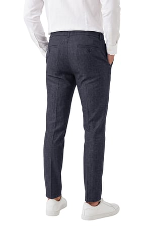 DeepSEA Erkek Slim Fit Kırçıllı Lacivert Kumaş Pantolon – İpli Esnek Bel Likralı Spor Şık Pantolon 2700252