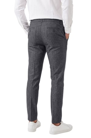 DeepSEA Erkek Slim Fit Kırçıllı Gri Kumaş Pantolon – İpli Esnek Bel Likralı Spor Şık Pantolon 2700252