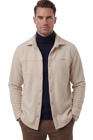 DeepSEA Erkek Regular Fit Likralı Vizon Kaşe Ceket – Yumuşak Dokulu Çıtçıtlı Cepsiz 2600760