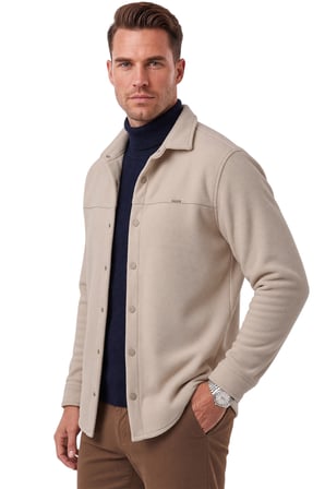 DeepSEA Erkek Regular Fit Likralı Vizon Kaşe Ceket – Yumuşak Dokulu Çıtçıtlı Cepsiz 2600760