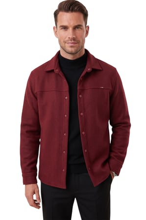 DeepSEA Erkek Regular Fit Likralı Bordo Kaşe Ceket – Yumuşak Dokulu Çıtçıtlı Cepsiz 2600760