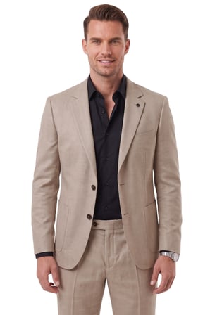 DeepSEA Erkek Slim Fit Balıksırtı Kırçıllı Bej Kışlık Takım Elbise – Çift Düğmeli Spor Şık 2703329