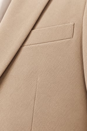 DeepSEA Bej Premium Çizgi Dokulu Slim Fit Likralı 2’li Erkek Takım Elbise 2600821