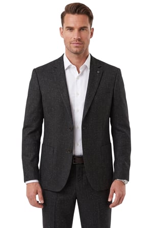 DeepSEA Erkek Slim Fit Balıksırtı Kırçıllı Siyah Kışlık Takım Elbise – Çift Düğmeli Spor Şık 2703329