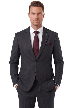 DeepSEA Erkek Slim Fit Balıksırtı Kırçıllı Koyu Lacivert Kışlık Takım Elbise – Çift Düğmeli Spor Şık 2703329