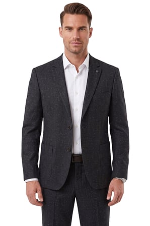 DeepSEA Erkek Slim Fit Balıksırtı Kırçıllı Koyu Lacivert Kışlık Takım Elbise – Çift Düğmeli Spor Şık 2703329