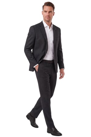 DeepSEA Erkek Slim Fit Balıksırtı Kırçıllı Koyu Lacivert Kışlık Takım Elbise – Çift Düğmeli Spor Şık 2703329