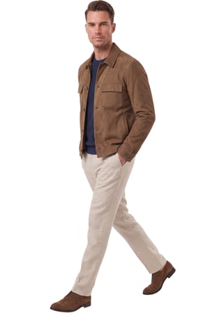 DeepSEA Erkek Slim Fit Tüylenmeyen Kırışmayan Kahve Süet Ceket – Astarlı Gömlek Yaka 2704503