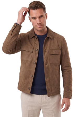 DeepSEA Erkek Slim Fit Tüylenmeyen Kırışmayan Kahve Süet Ceket – Astarlı Gömlek Yaka 2704503