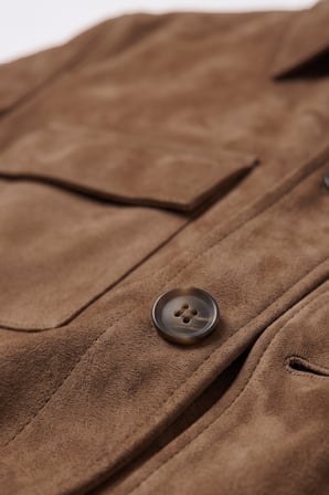 DeepSEA Erkek Slim Fit Tüylenmeyen Kırışmayan Kahve Süet Ceket – Astarlı Gömlek Yaka 2704503