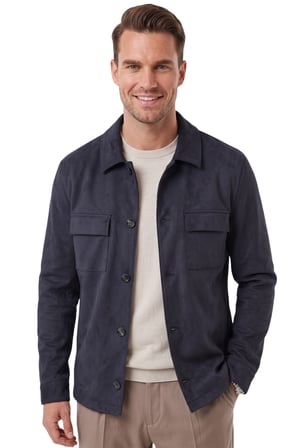 DeepSEA Erkek Slim Fit Tüylenmeyen Kırışmayan Lacivert Süet Ceket – Astarlı Gömlek Yaka 2704503