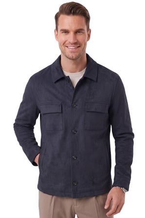 DeepSEA Erkek Slim Fit Tüylenmeyen Kırışmayan Lacivert Süet Ceket – Astarlı Gömlek Yaka 2704503