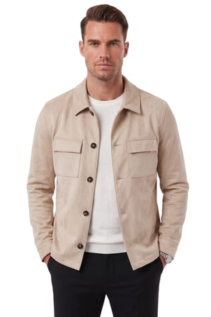 DeepSEA Erkek Slim Fit Tüylenmeyen Kırışmayan Krem Süet Ceket – Astarlı Gömlek Yaka 2704503