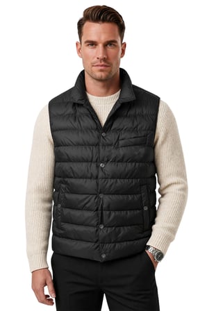 DeepSEA Erkek Slim Fit Su ve Rüzgar Geçirmez Siyah Şişme Yelek – Dik Yaka Çıtçıtlı 2701708