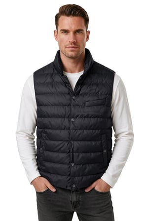 DeepSEA Erkek Slim Fit Su ve Rüzgar Geçirmez Lacivert Şişme Yelek – Dik Yaka Çıtçıtlı 2701708