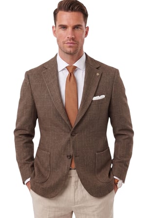 DeepSEA Erkek Slim Fit Ekose Kahve Blazer Ceket – Astarlı Kışlık Şık Spor Ceket 2702420