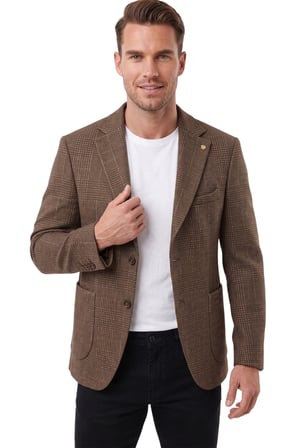 DeepSEA Erkek Slim Fit Ekose Kahve Blazer Ceket – Astarlı Kışlık Şık Spor Ceket 2702420