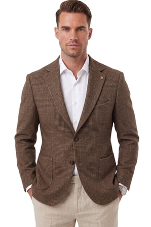 DeepSEA Erkek Slim Fit Ekose Kahve Blazer Ceket – Astarlı Kışlık Şık Spor Ceket 2702420