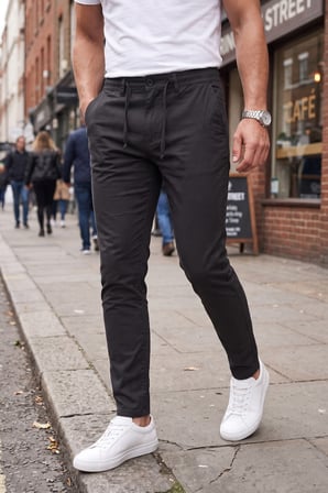 DeepSEA Erkek Slim Fit Likralı Siyah Jogger Pantolon – Beli Lastikli İpli Esnek Spor Pantolon 2700523