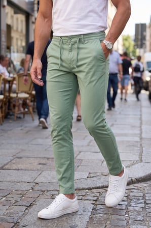 DeepSEA Erkek Slim Fit Likralı Yeşil Jogger Pantolon – Beli Lastikli İpli Esnek Spor Pantolon 2700523
