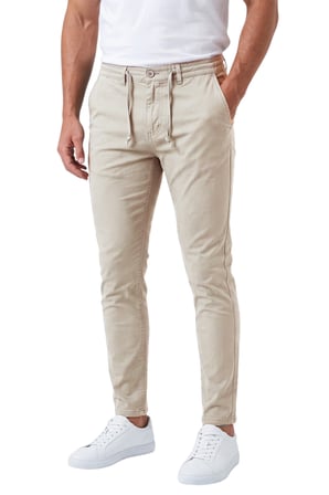 DeepSEA Erkek Slim Fit Likralı Krem Jogger Pantolon – Beli Lastikli İpli Esnek Spor Pantolon 2700523