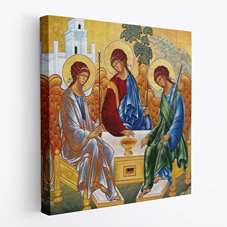 Andrei Rublev Tarafından Kutsal Üçleme Kanvas Duvar Tablosu, Hristiyan Kilise Hediyesi-5327