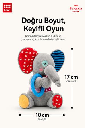 Plush Friendz Serisi Peluş Fil - Sesli & Hışırtılı Köpek Oyuncağı - Küçük Irk & Yavru Diş Kaşıyıcı