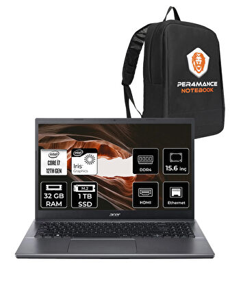 Acer Extensa 15 EX215-55 i7-1255U 32GB RAM 1TB SSD 15.6'' FHD FDOS Dizüstü Bilgisayar & PER4 ÇANTA