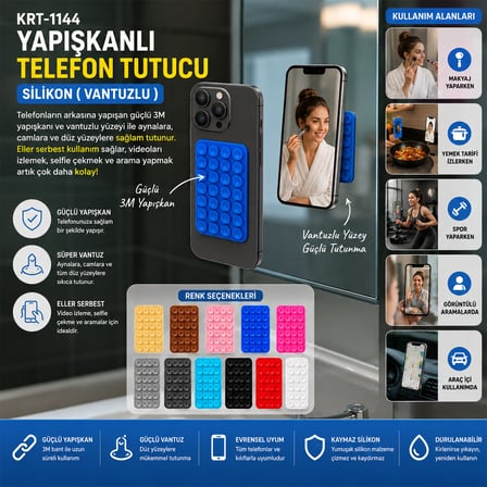 50 ADET YAPIŞKANLI TELEFON TUTUCU RENKLİ SİLİKON VANTUZLU (5332)