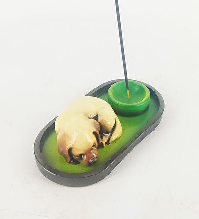 Uyuyan Köpek Çubuk Tütsülük ve Tealight (Kahve)