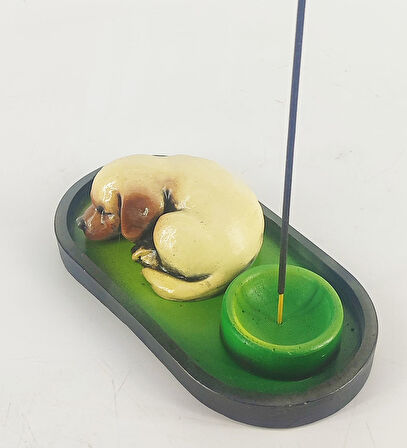 Uyuyan Köpek Çubuk Tütsülük ve Tealight (Kahve)